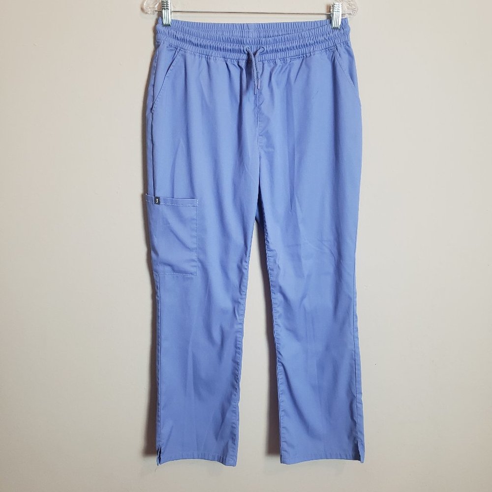 Jaanuu Ceil Blue Straight Leg 4 Pocket Scrub Pant Medium Petite
